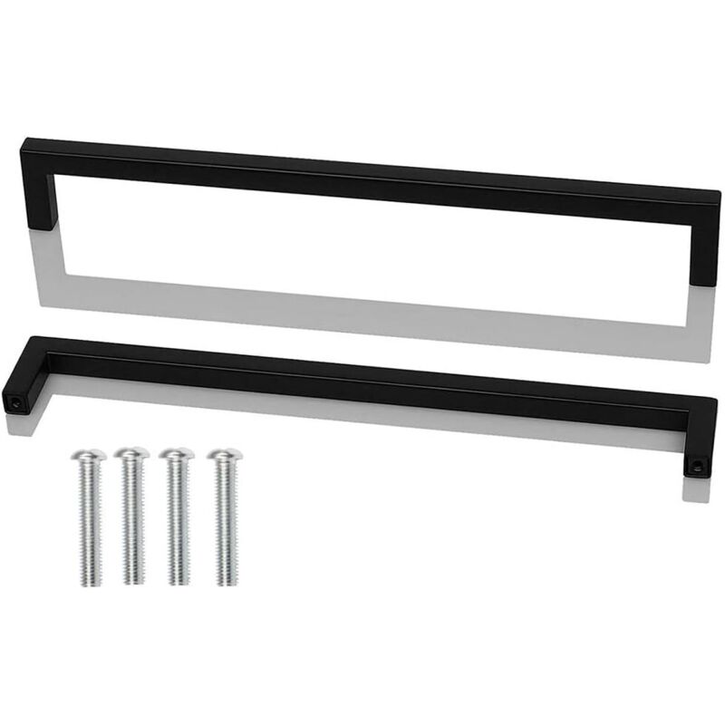2 Stück Küchenschrankgriffe Schwarz, Edelstahl Möbelgriffe Quadratisch Lochabstand 288 Mm, Für Kommode Badezimmer, Schubladen, Schränke, Mit Schrauben