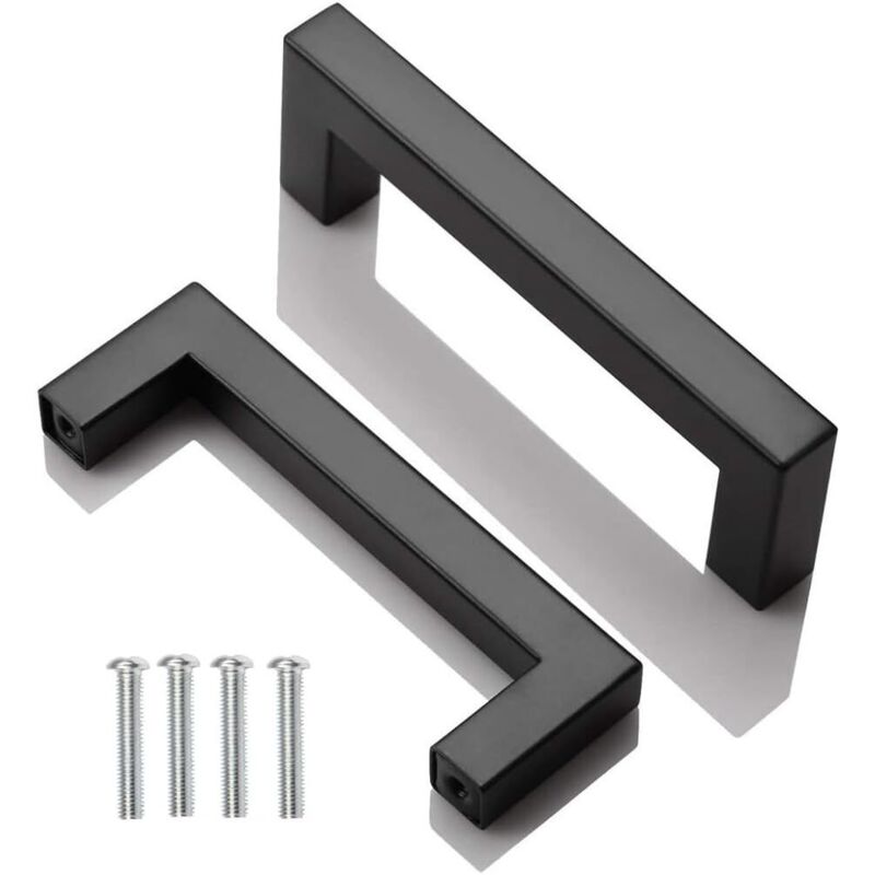 2er-pack Küchenmöbelgriff Schwarz, Edelstahl Quadratische Möbelgriffe Mit Lochabstand 96 Mm, Für Kommode, Badezimmer, Schubladen, Schränke, Inklusive Schrauben
