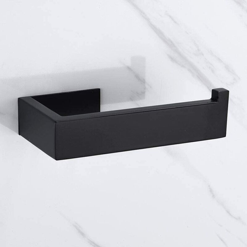 Toilettenpapierhalter Ohne Bohren - Aus 304 Edelstahl - Selbstklebend - Schwarz - Für Badezimmer - Ohne Bohren
