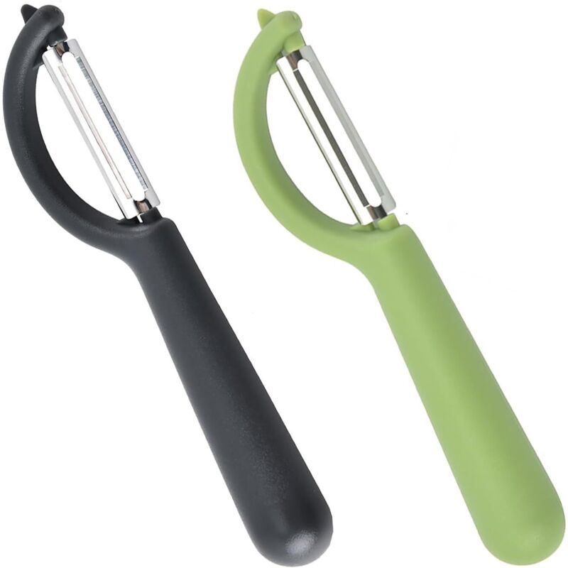 Universeller Schäler (2 Stück), Schwenkbarer Edelstahl-schäler, Küchenmesser Mit Scharfer Klinge Für Gemüse Und Obst, Grün+schwarz