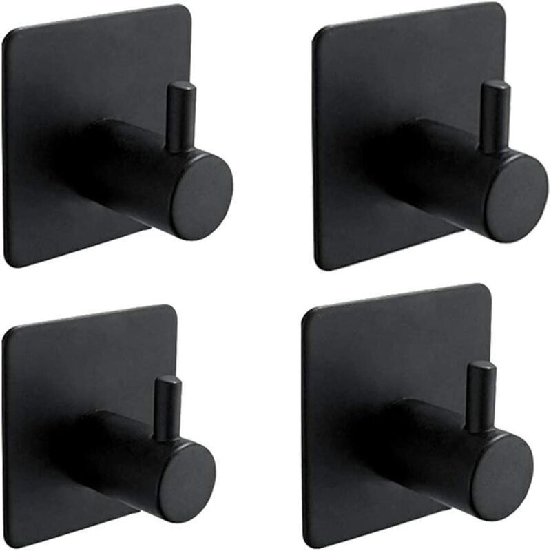 4er-set Selbstklebende 3m-haken. Wandhaken Für Das Badezimmer. Küchenhandtuchhaken. Selbstklebende Haken Aus Edelstahl. Schwarz