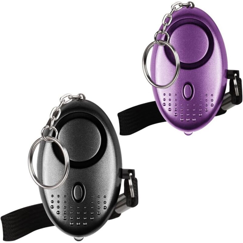 Persönlicher Notfallalarm [2er-pack] 140db Sicherheitsalarm Mit Led-taschenlampe Für Kinder/frauen/senioren/studenten Zur Selbstverteidigung Und Sicherheit (schwarz + Violett)