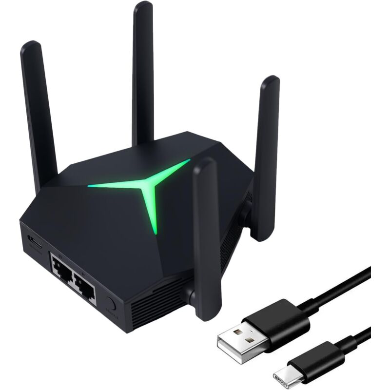 Wlan-repeater, Ac1200 Signalverstärker Für Dualband 2,4 Ghz Und 5 Ghz, Wlan-extender Mit 2 Ethernet-anschlüssen (schwarz)
