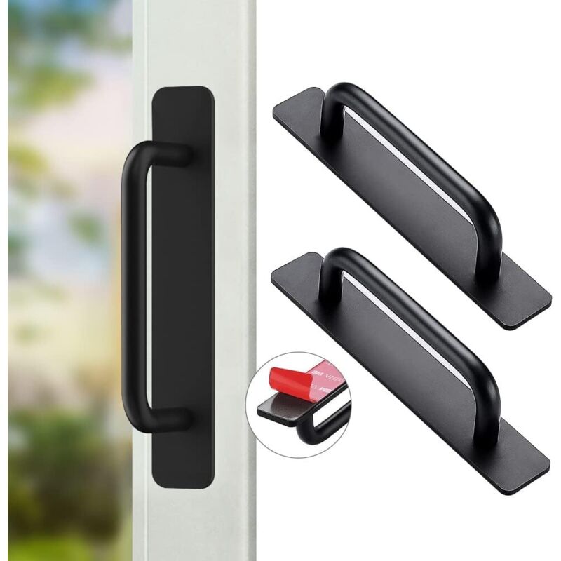 2 Stück Selbstklebende Möbelgriffe, Selbstklebende Griffe Aus Aluminium, Schiebetürgriffe, Schubladengriffe Für Küchenschränke, Kleiderschränke Und Schlafzimmermöbel, 147 Mm (schwarz)