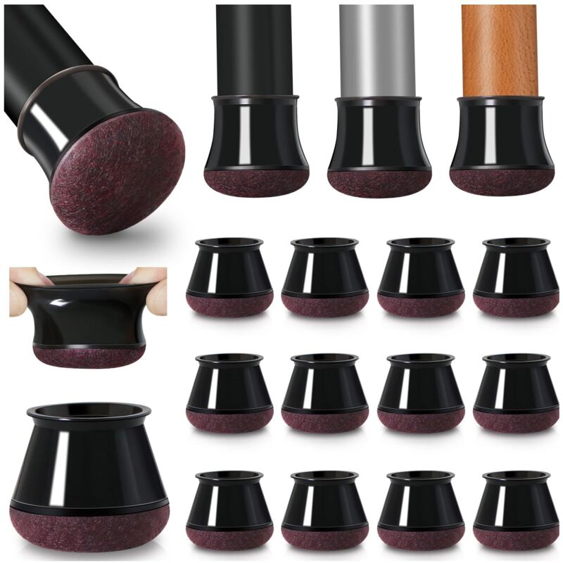 Stuhlbeinschoner, 20 Stück Schwarze Silikon-bodenschoner Mit Filzbeschichtung, Stuhlbeinabdeckungen Aus Silikon, Durchmesser 30-40mm