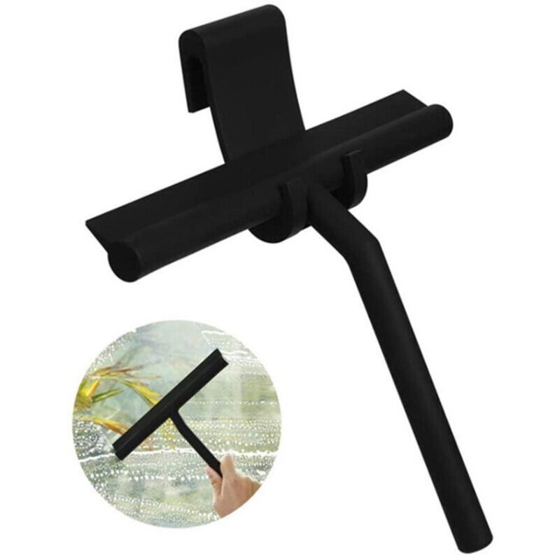 Silikon-duschrakel Mit Edelstahlkern Für Dusche, Bad, Spiegel, Glasreinigung Und Fliesen (schwarz)