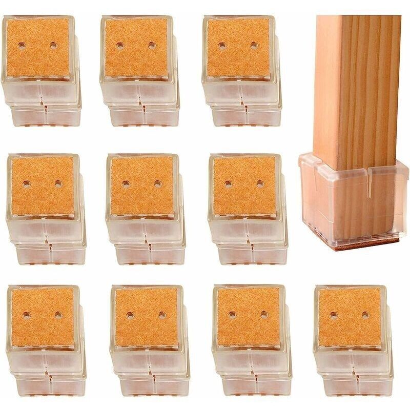 Satz Mit 20 Stuhlbeinschonern. 20 Quadratische Silikonpads Für Möbelfüße. Kratzschutz-bodenschoner Für Stuhlkappen Von 30 Bis 35 Mm - Transparent (quadratisch/3-3,5 Cm)