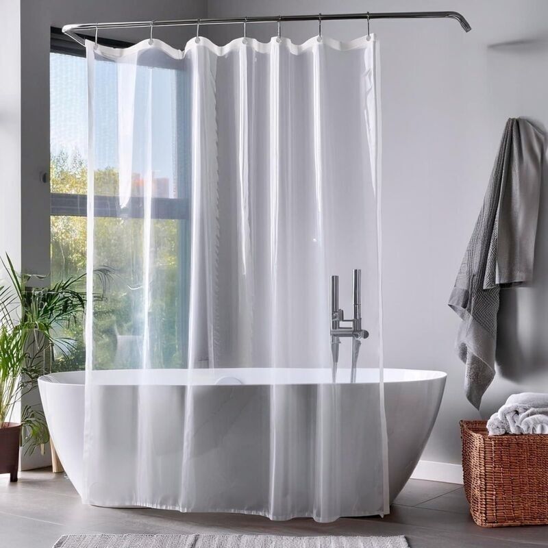 Duschvorhang Rideau 180x180 Cm - Premium Peva + Rostfreie Ösen, Wasserdicht Und Leicht - Perfekt Für Badezimmer - Transparent
