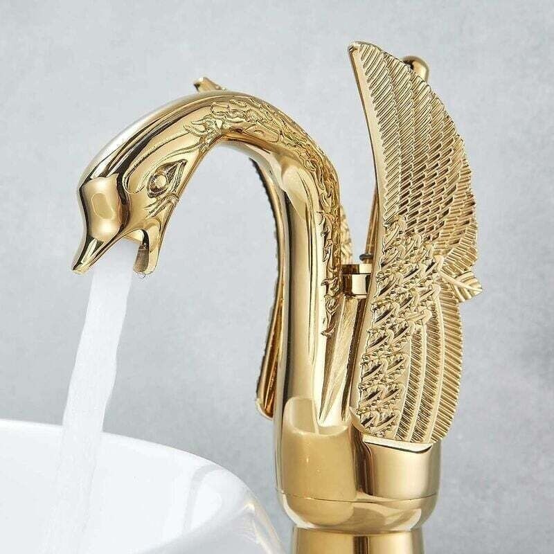 Massive Messing-waschbeckenarmatur Aus Messing, Goldfarben