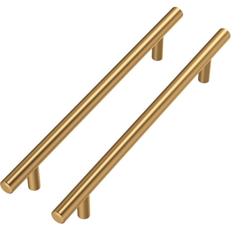 5 Stück Goldene Möbelgriffe, Gebürstetes Messing, Schrankgriff Küche Aus Edelstahl, Lochabstand 160 Mm, Befestigungsschrauben Enthalten