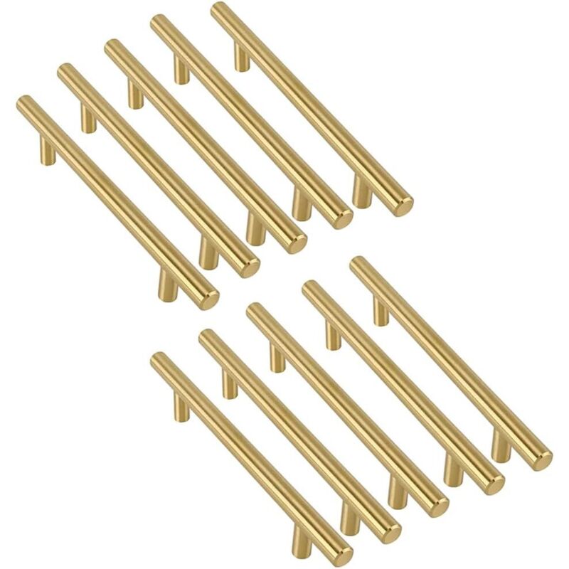 10 Stück Goldene Edelstahl Möbelgriffe Küche Gebürstet Gold - Goldene Türgriffe Küche Goldene Möbelgriffe Schubladengriff Lochabstand 64mm