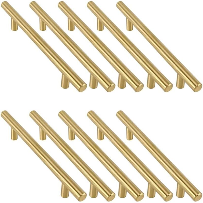 10 Stück Goldene Edelstahl-möbelgriffe Für Küche – Goldene Türgriffe, Goldene Möbelgriffe, Schubladengriffe Mit Lochabstand 128 Mm