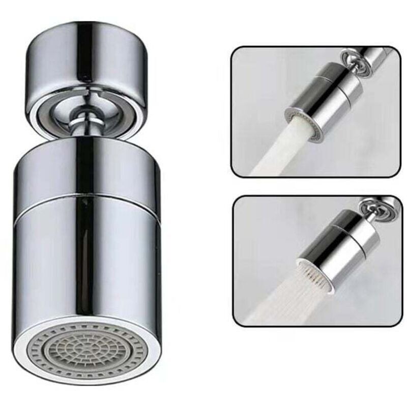 Wasserhahn-lüfter (silber). 360° Drehbarer Küchenwasserhahn-aufsatz. 2 Modi Strahlregler Wassersparfunktion. Strahlzerstäuber Filter Für Küchen- Und Badezimmerwaschbecken.