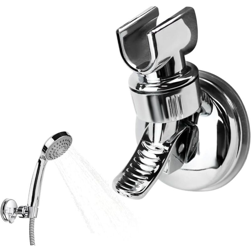 Duschhalter Mit Saugnapf, Verstellbarer Und Abnehmbarer Duschbrausenhalter, 360° Drehbarer Duschhalter Mit Saugnapf, Duschzubehör Für Zuhause, Hotel Und Badezimmer (silber)