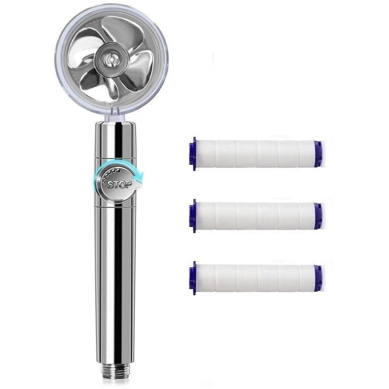 Großfilter-duschkopf Mit Turbo-handbrause (silber + 3 Filterkartuschen)
