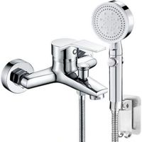 Badewannenarmatur Mit Handbrause, Einhebeliger Badewannenmischer Mit 5 Modi, 1 Schlauch, Für Badewanne, Silber