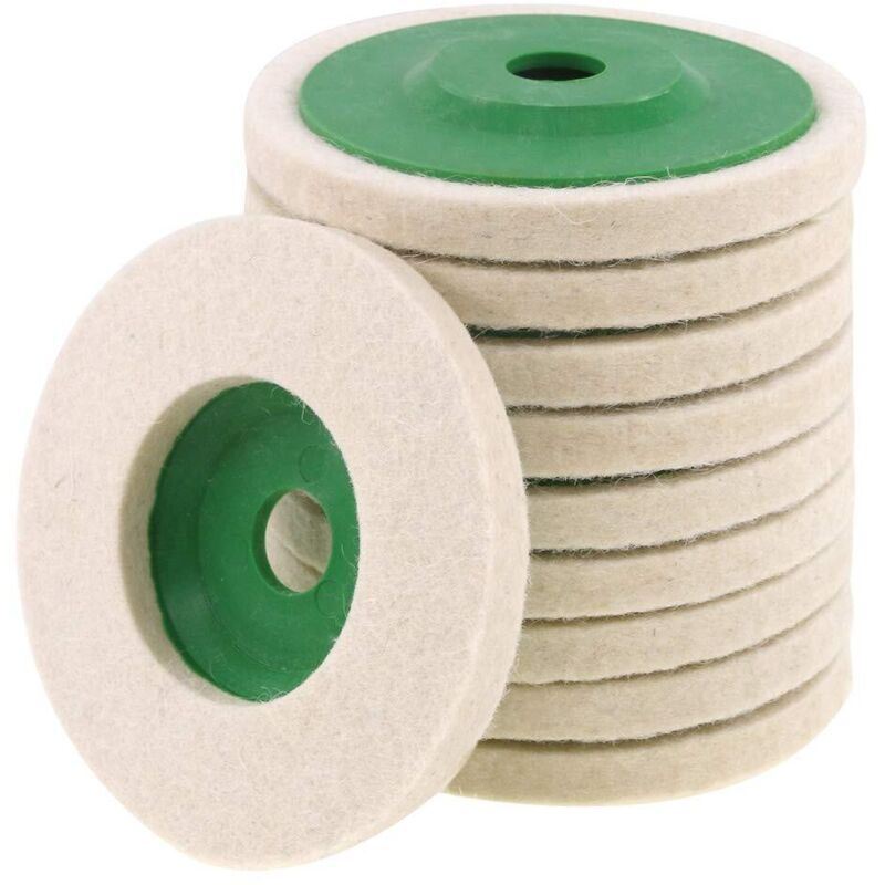 Satz Von 10 Runden Wollfilz-scheiben, 100 Mm, Für Metall, Aluminium Und Verchromten Edelstahl