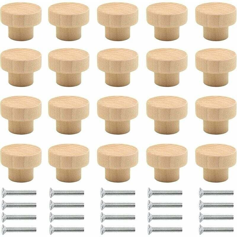 20er Set Holzgriffe Für Möbel, Runde Knöpfe Aus Naturholz, Möbelknopf Aus Holz, Türknopf Aus Holz, Schubladenknopf, Geeignet Für Schränke, Schubladen, Kleiderschränke, Küchen Etc. (holzfarbe)