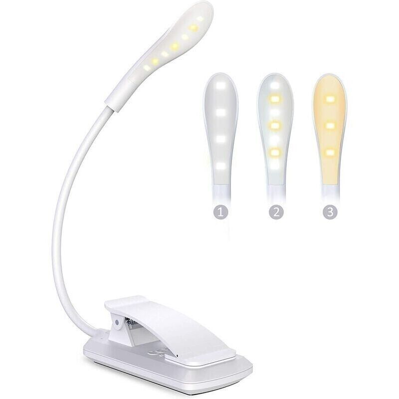 Leseleuchte. 7-led Klemmleuchte, Wiederaufladbar. 360° Flexibler Hals. 3 Farbtemperaturen & 3 Helligkeitsstufen. Berührungsschalter. Mini-nachtlicht Für Die Nacht. E-reader. Reisen