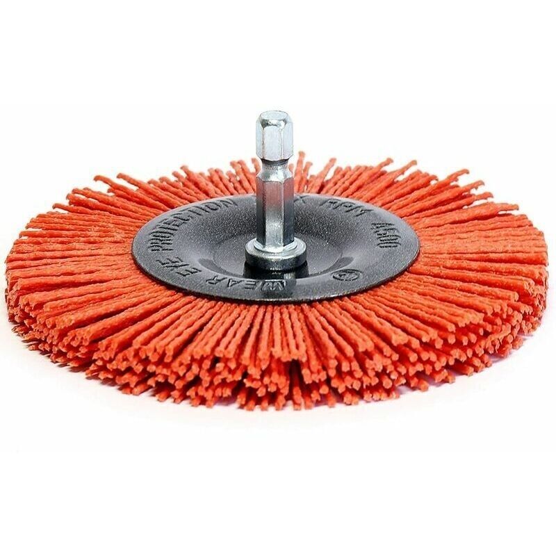 Nylon-rundbürste 100 Mm – Zur Reinigung Von Holz Und Metall – Sechskantschaft 1/4 – Grobe Körnung Für Präzise Endbearbeitung