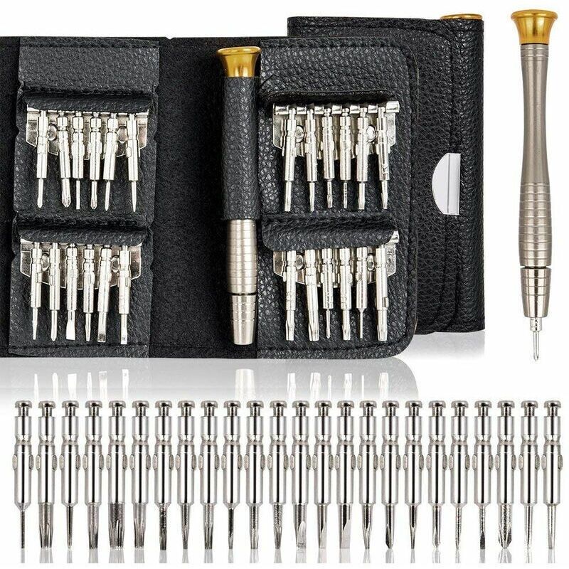 25-teiliges Schraubendreher-set Für Pc, Brillen, Mobiltelefone, Uhren Und Digitalkameras. Präzisions-schraubendreher-reparaturwerkzeugkits Mit Schwarzer Ledertasche
