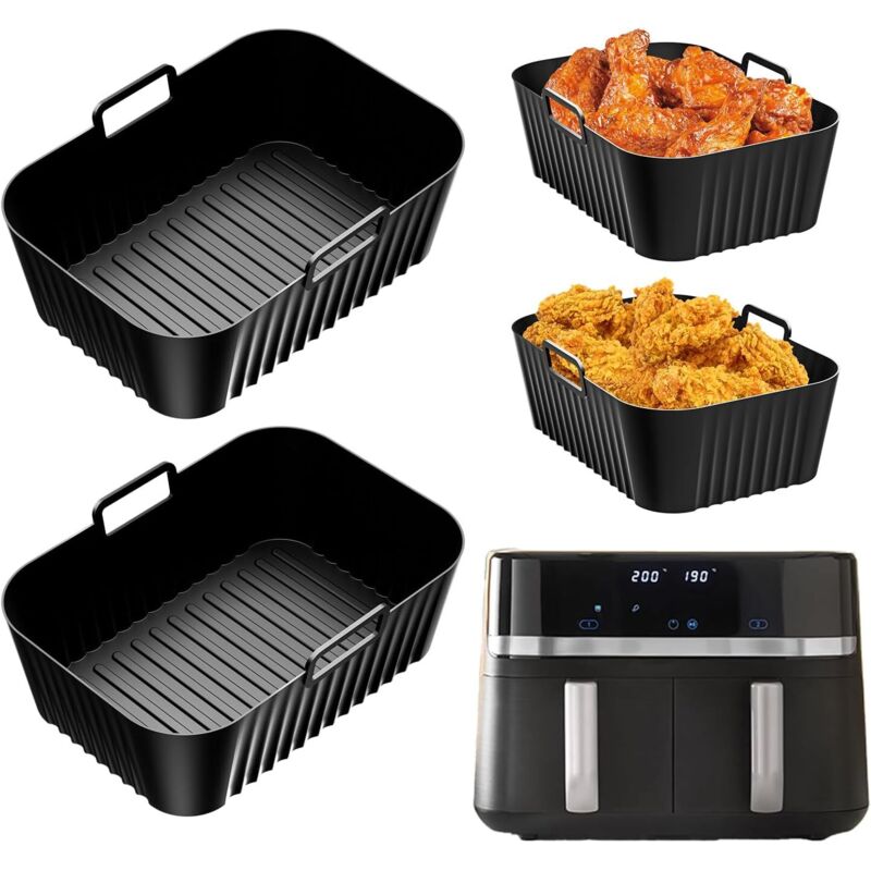 2er-set Silikonformen Für Russell Hobbs Heißluftfritteuse, 2 Fächer 9 L (2 X 4,5 L), Wiederverwendbar, Dual Zone Rapid Airfryer Zubehör Für Russell Hobbs