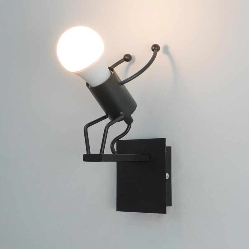 Innenwandleuchte Menschliche Silhouette, Industrielle Retro-wandlampe Mit E27-fassung Für Schlafzimmer, Kinderzimmer, Nachttisch, Badezimmer (glühbirne Nicht Enthalten) [energieeffizienzklasse F]
