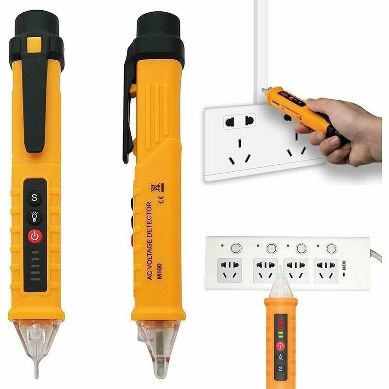 Spannungsdetektor. Ac-spannungsprüfer 12-1000v. Einstellbare Empfindlichkeit. Mit Taschenlampe Und Akustischem Alarm