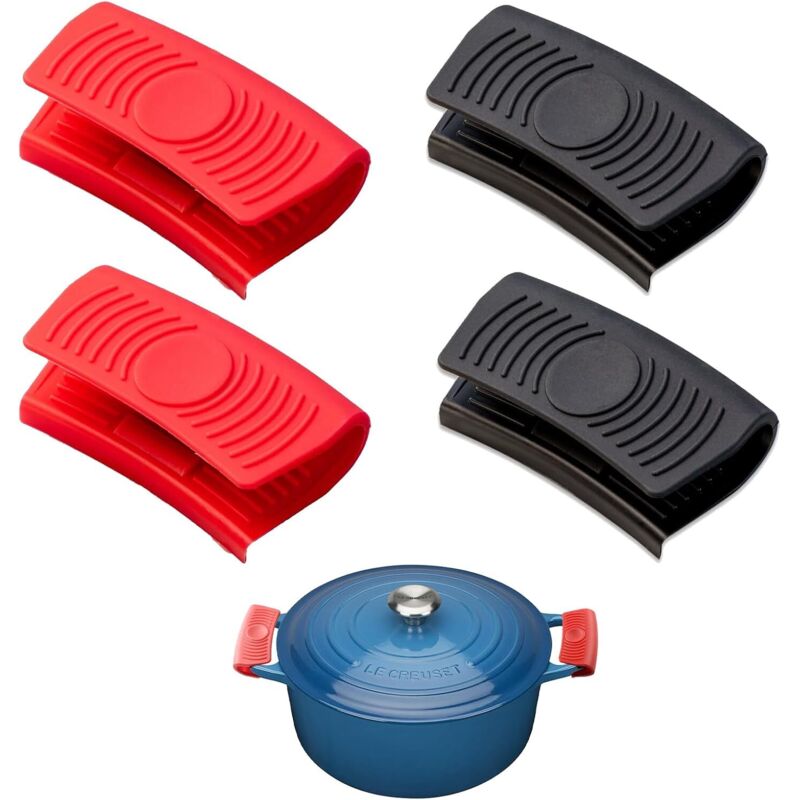 2er-set Silikon-griffhüllen Für Töpfe, Hitzebeständige Silikon-griffhalter, Topflappen-griffschutz, Hitzeschutz Für Ofenschalen Und Bratpfannen