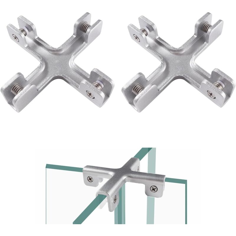 2 Stück 8mm Glasklemmen, Glasclips Aus Aluminiumlegierung, Einstellbare Klemmhalterungen Für Glas, Glasbefestigungsclip, Für Glas Mit Einer Dicke Von 3-7 Mm, Kreuzform