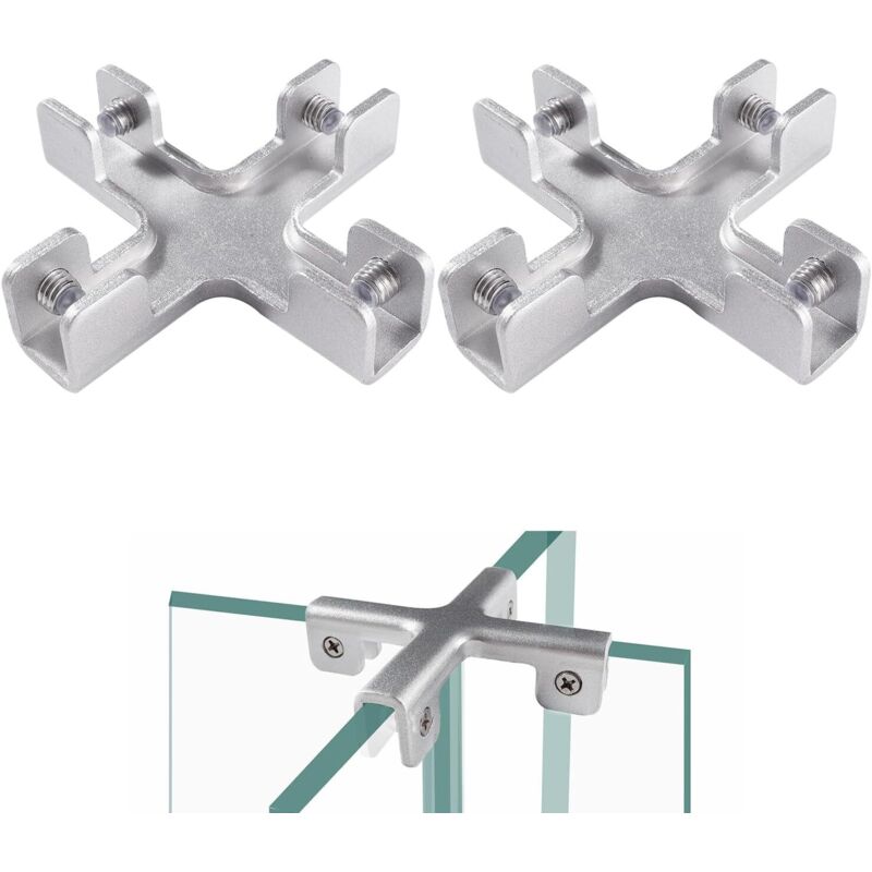 2 Stück 13,5 Mm Glasklemmen, Glasclips Aus Aluminiumlegierung, Verstellbare Klemmhalterungen Für Glas, Glasbefestigungsclip, Für Glas Mit Einer Dicke Von 11-13 Mm, Kreuzform