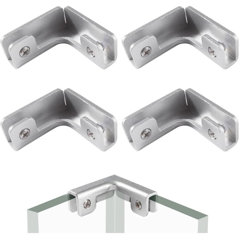 4 Stück 8mm Glasklemmen, Aluminiumlegierung Glasclips, Verstellbare Halterungen Für Glas, Glasbefestigungsclip, Für Glas Mit 3-7 Mm Dicke, L-form