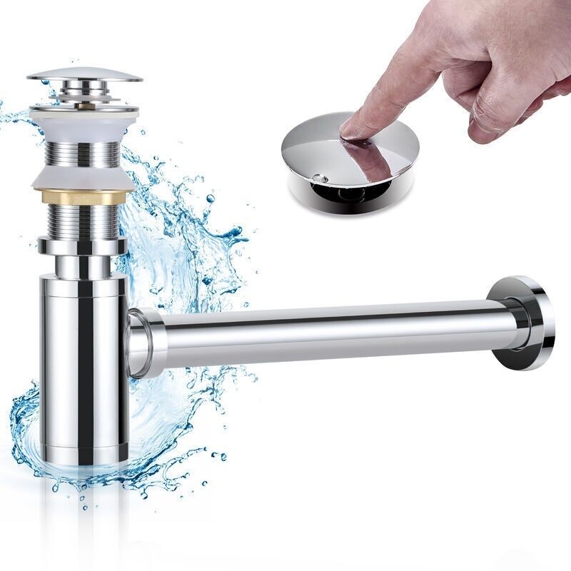Siphon Für Waschbecken Mit Pop-up-abfluss Ohne Überlauf. Abfluss- Und Siphonset Für Das Badezimmer. Automatisches Design-siphon- Und Abflusskit Aus Massivem Messing. Verchromt