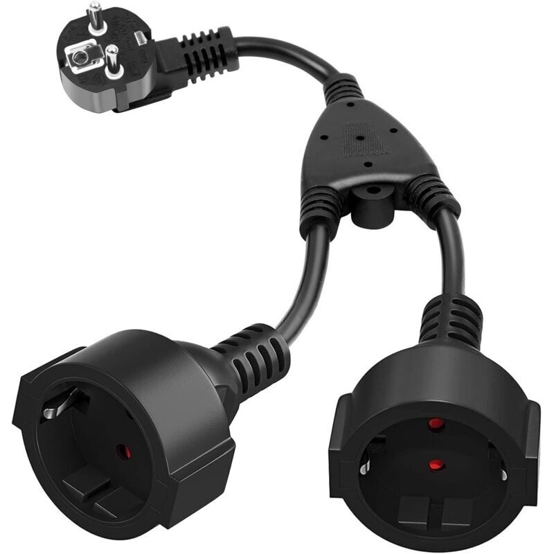 Doppelsteckdose. Verlängerungskabel Mit 2 Schuko-steckdosen 16a/250v/max 3680w Steckdosenadapter 2-in-1 2-wege-verteilung Doppelsteckdose Ip44