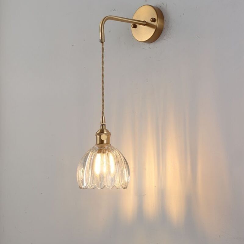 Hängende Led-wandleuchte Aus Messing Und Glas – Modell F. Dreifarbiges Licht. Oxidationsbeständige Basis. Rostfrei.