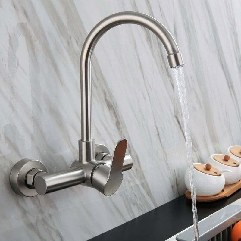 Heiß- Und Kaltwasserhahn. Edelstahlhahn. Küchenarmatur. Geeignet Für Küche, Balkon Und Badezimmer. 200/280 Mm
