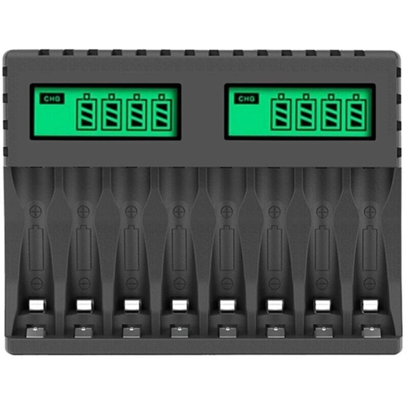 Intelligentes 8-platz-batterieladegerät – Lcd-bildschirm – Schnellladung Und Wartung – Kompatibel Mit Aa/aaa Ni-mh/ni-cd