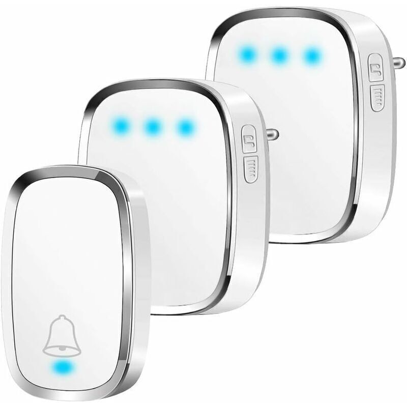 Kabellose Türklingel. Wasserdicht. Reichweite Von 300 Metern. Klingel-set Mit Led Und 36 Melodien, 4 Lautstärkestufen - 1 Sender Und 2 Empfänger