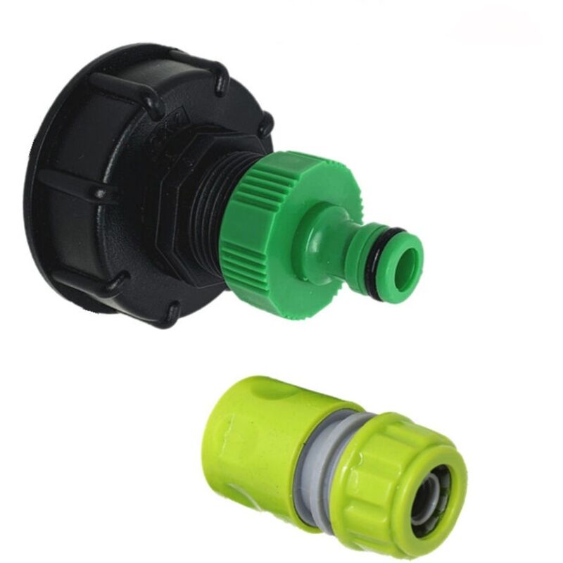 S60x6-anschluss Mit 1-zoll-schnellkupplung Für Ibc-tank. Regenwassernutzung 1.000 L (1-zoll-anschluss 90 G Und 4-punkt-schlauchverbinder)