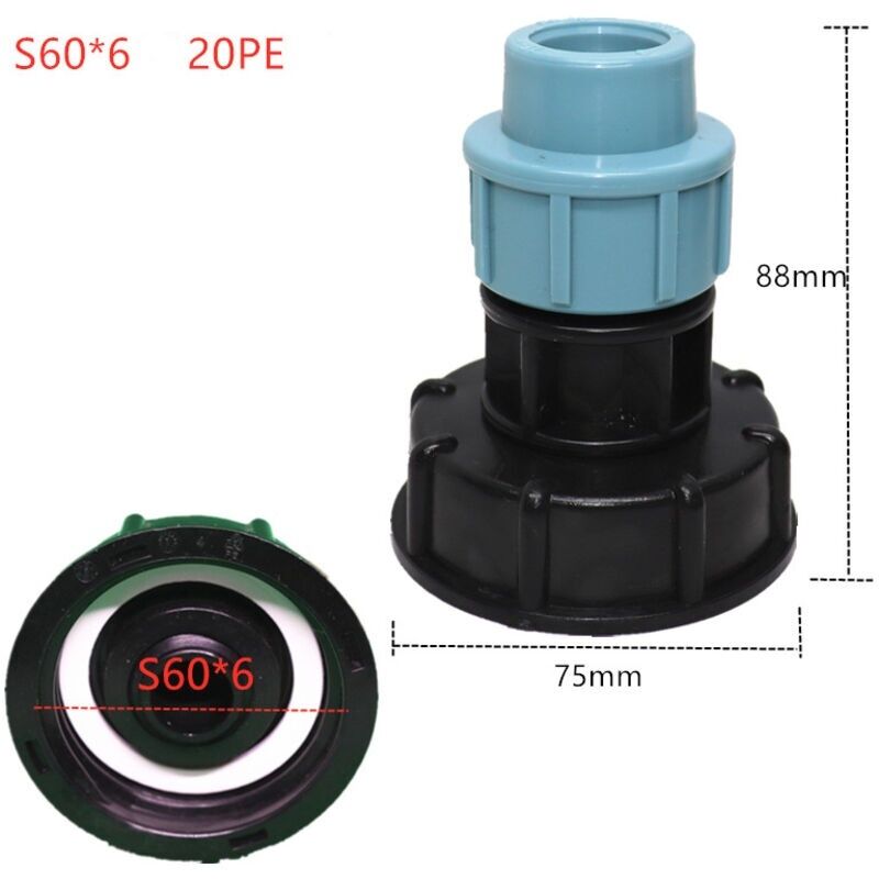 Ibc-tankadapter S60 X 6 - Anschluss Für Wasserschlauch (gerader Auslauf 20 Mm)