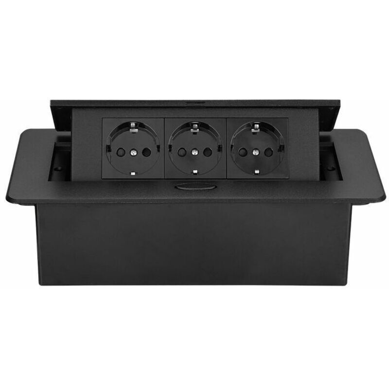 Einbaubare, Versenkbare Mehrfachsteckdose Für Büros – 3 Eu-steckdosen – 16a/250v – Aluminiumlegierungsplatte – Einfache Installation