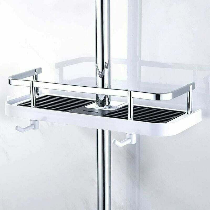 Verstellbare Wand-duschablage – Rostfreier Abs-halter – Einfache Installation Am Rohr – Maße 30x12x6 Cm – Badezimmer-aufbewahrung