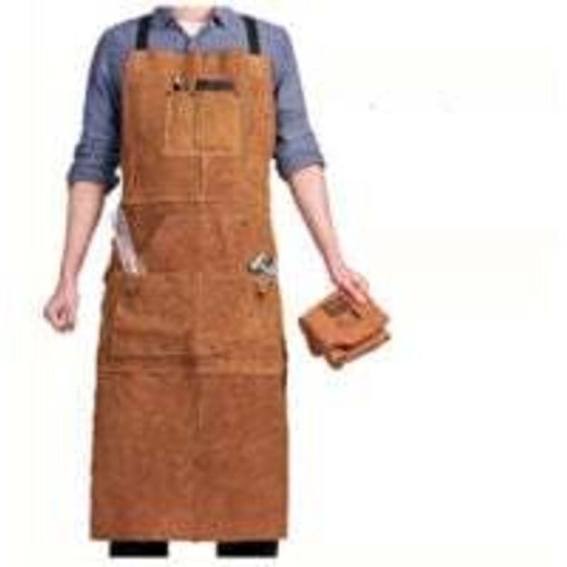 Schweißerschürze Aus Dickem Leder 1,3–1,5 Mm – 6 Taschen, Verstellbar Von M Bis Xxl – Hitze- Und Feuerbeständig – Verstärkte Kevlar-nähte