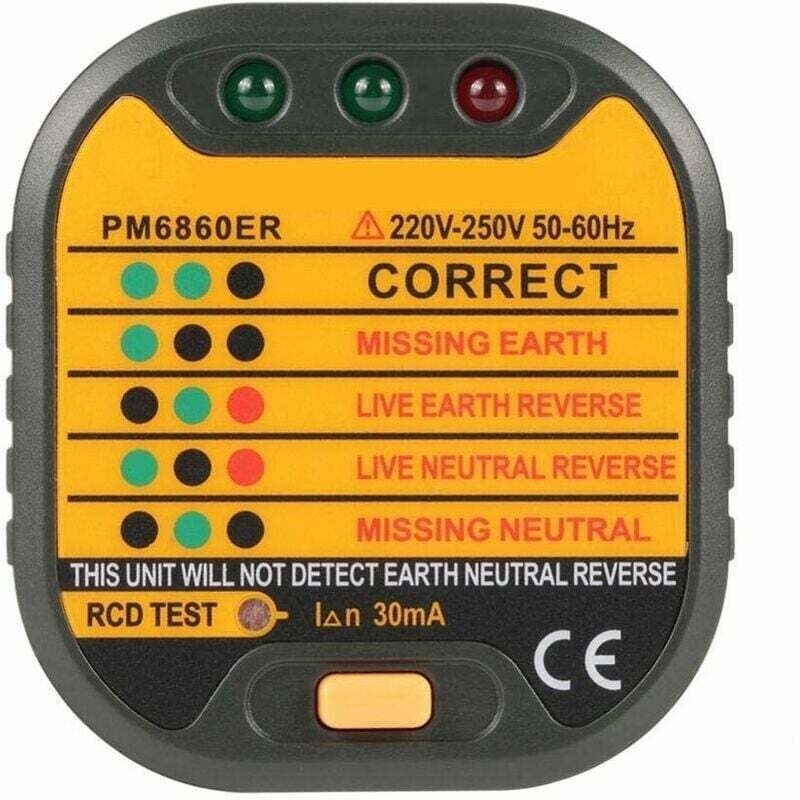 50-60 Hz Steckdosentester Für Elektrische Eu-steckdosen, Automatisch Für Den Hausgebrauch Pm6860bg/dr/er Mit Rcd-testfunktion (eu-stecker)
