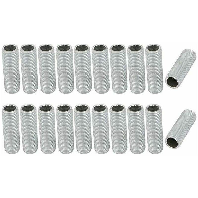 Rohrnippel M10 Gewinde 30mm Oberflächenlänge Hohlgewindestange Für Leuchten Lampen Reparaturteil Material Für Verzinkte Silberne Beleuchtung, Packung Mit 20 Stück.