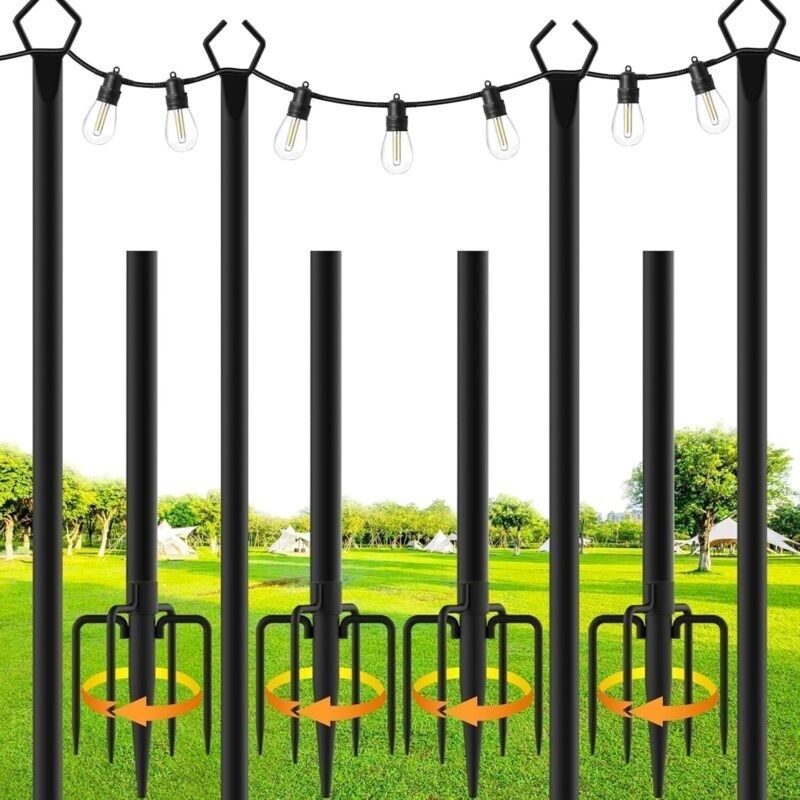 Beleuchtungspfosten Für Terrasse - 4er Pack À 3 M Für Den Außenbereich, Stahl-beleuchtungspfosten Zur Außendekoration Von Garten Und Hinterhof (4er Pack) [energieeffizienzklasse G]