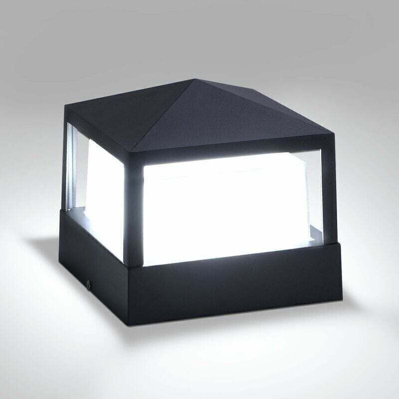 Wasserdichte Außen-pfostenleuchte Ip65 – Aluminium Und Abs – 15w Kaltweiß 6000k – Maße 16x16x12 Cm – Beleuchtung Für Garten Und Wege