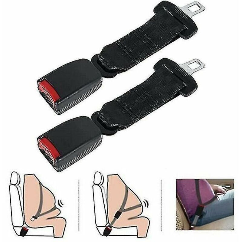 2er-set Verstellbare Sicherheitsgurtverlängerungen, 23 Cm – Strapazierfähiges Polyestergewebe – Kompatibel Mit 95 % Der Fahrzeuge – Einfache Installation - 23 Cm Grau
