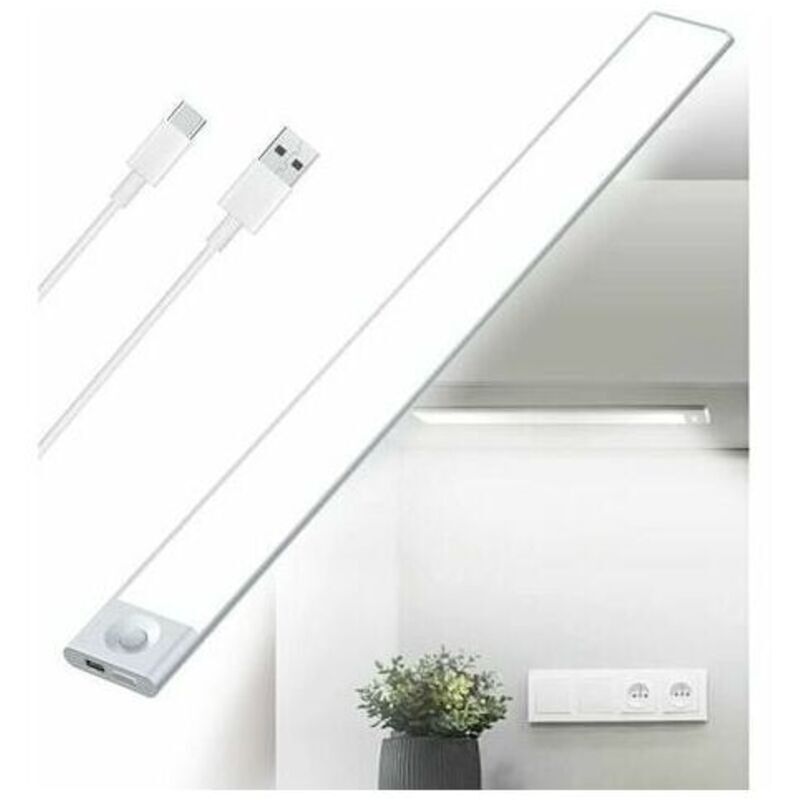 Wiederaufladbare Usb-led-leiste 40 Cm – Dreifarbiges Dimmbares Licht – Pir-bewegungsmelder – Bis Zu 15 Stunden Akkulaufzeit - 2500mah