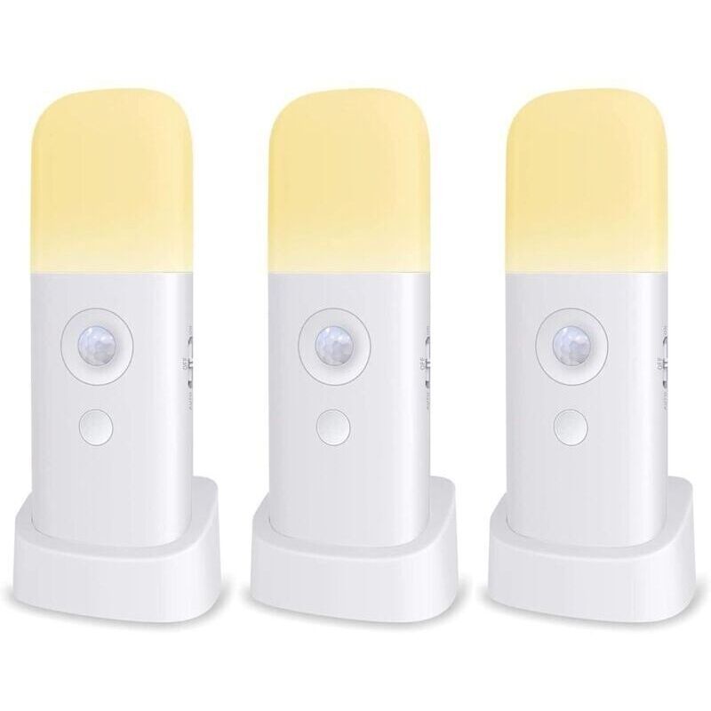 Nachtlicht Für Kinder. Bewegungsmelder-lampe. Einstellbare Helligkeit. Tragbar. Wiederaufladbar. Für Schlafzimmer, Kinderzimmer Und Wohnzimmer (3er-pack)